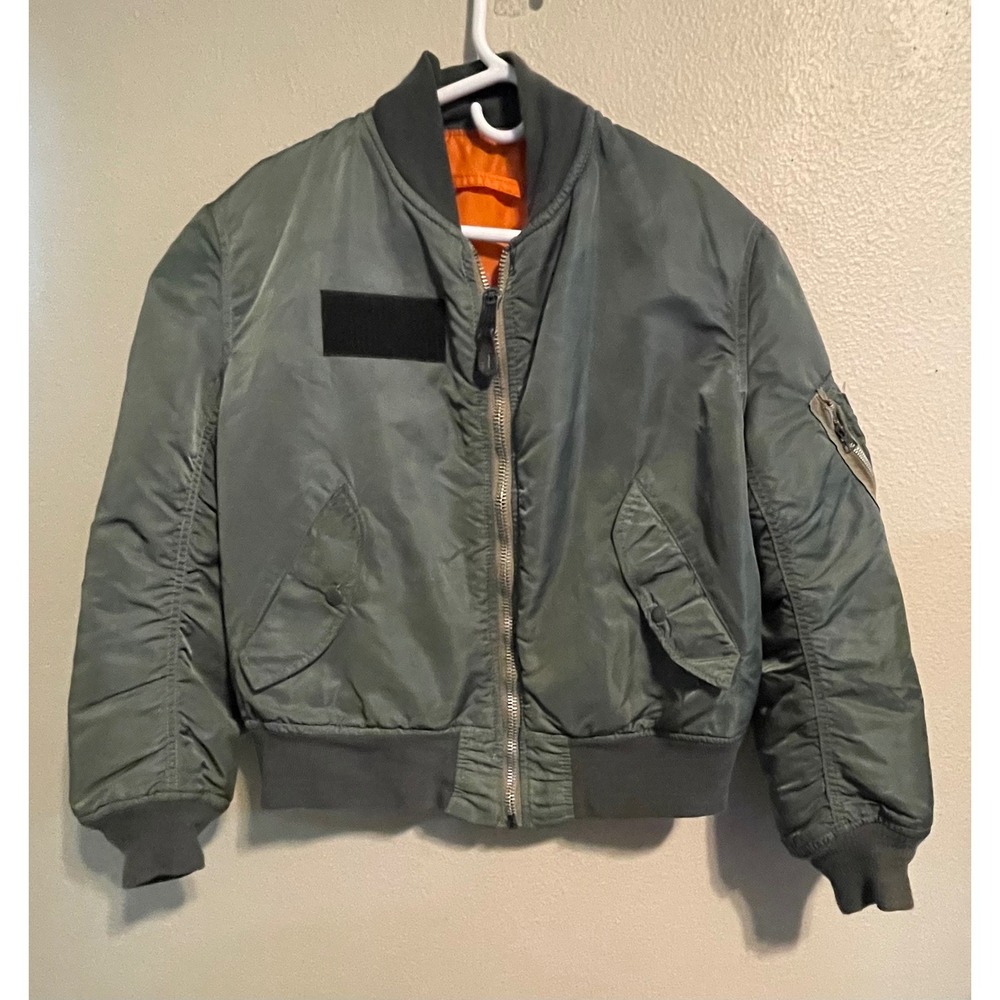 Alpha Industries Mens Medium, MA 1 Reversible‎ Bomber Jacket Olive Green